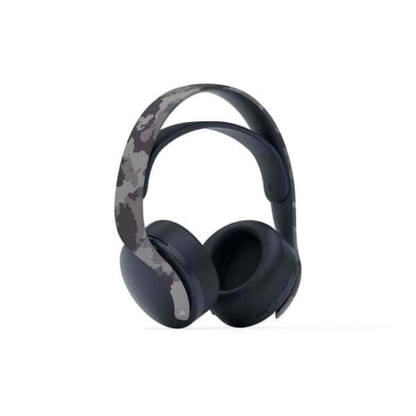Wireless gaming headset with camouflage headband and noise-canceling ear cups.