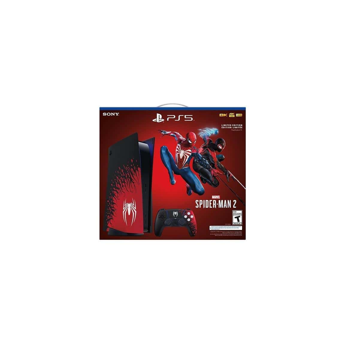 PS5 Spider-Man 2 bundle with console, controller, and game.