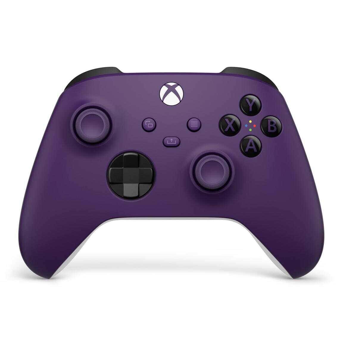 Xbox Series X wireless controller in Astral Purple color for gaming.