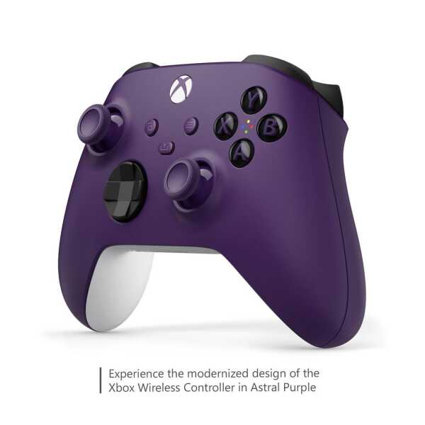 Xbox Series X wireless controller in Astral Purple color for gaming.
