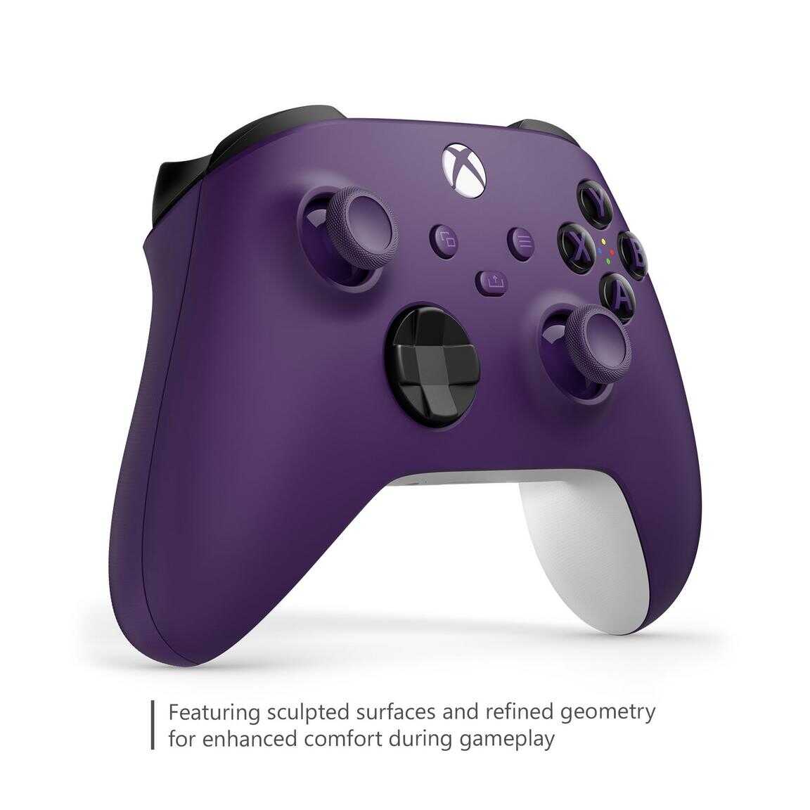 Xbox Series X wireless controller in Astral Purple color for gaming.