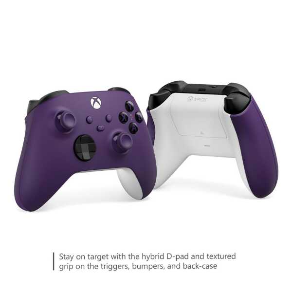 Xbox Series X wireless controller in Astral Purple color for gaming.