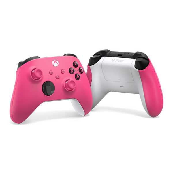 Pink and white Xbox Series X wireless controller for gaming.