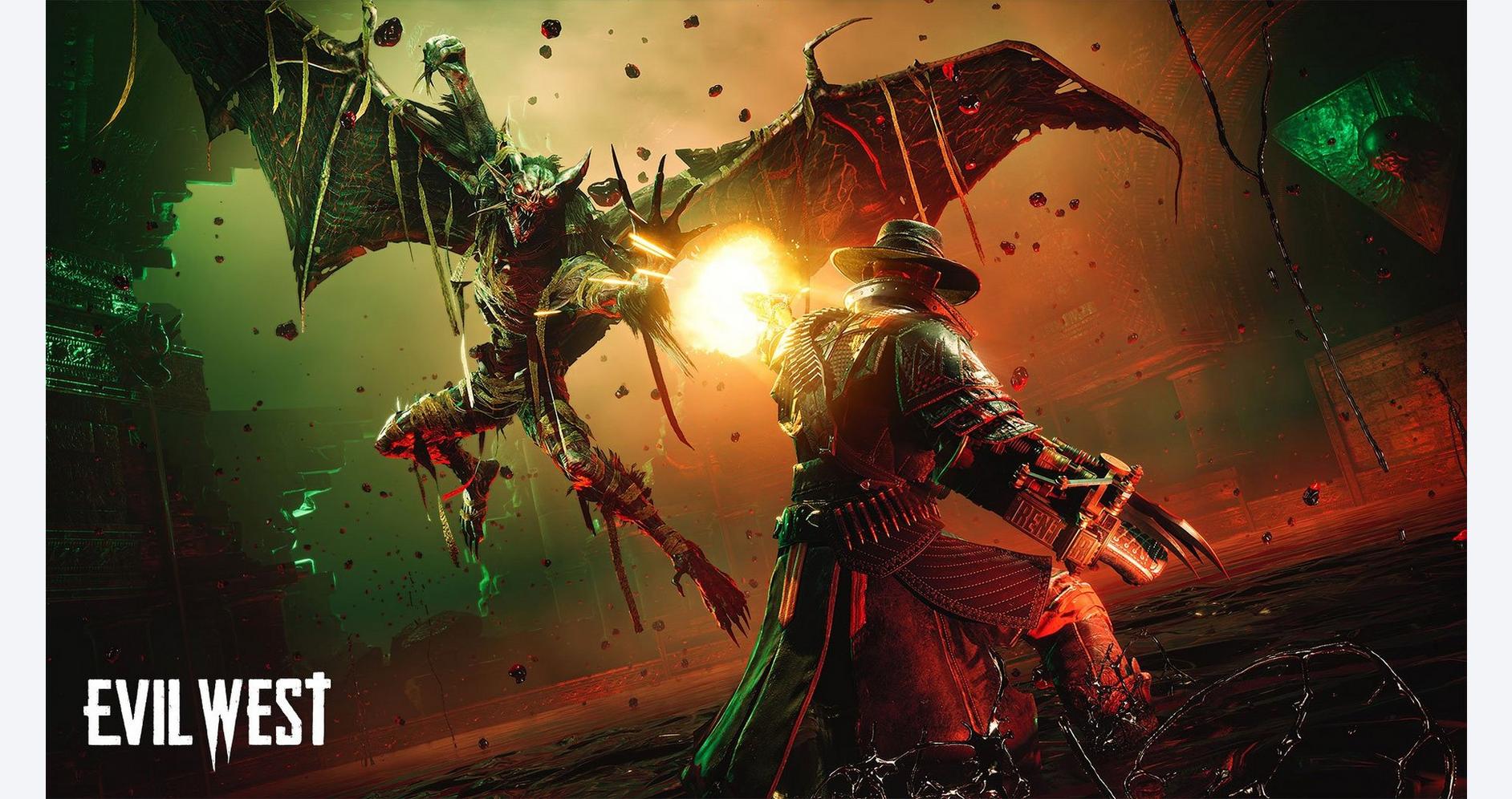 Intense battle scene featuring a demon and warrior in a dark, fiery environment.