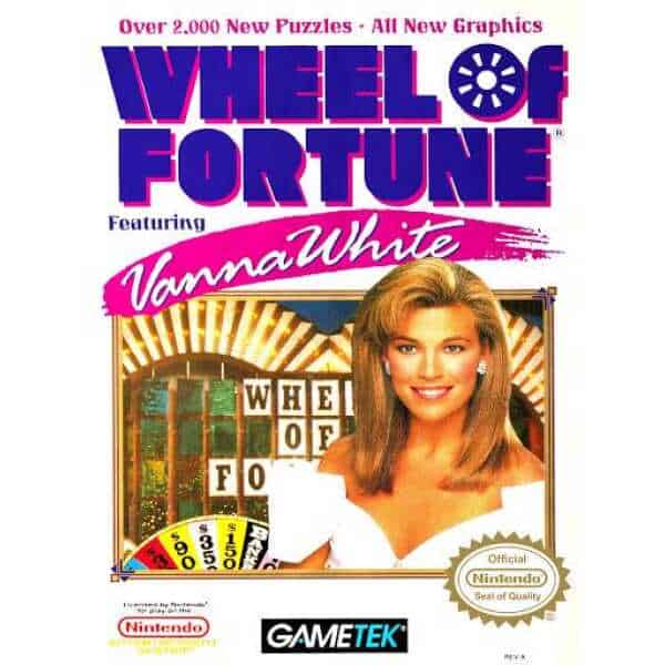 Classic Wheel of Fortune game with Vanna White, colorful graphics, and puzzle board.