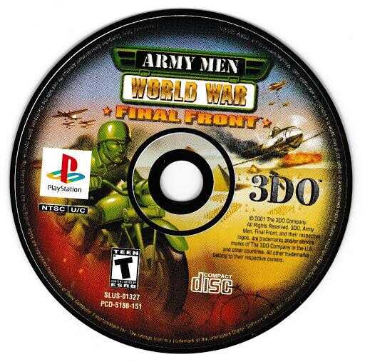 Army Men World War Final Front PlayStation 3D game disc with military graphics.