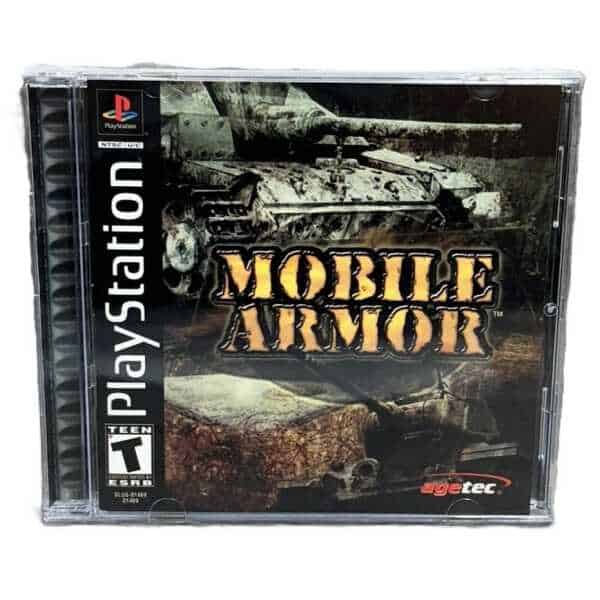Mobile Armor PlayStation game cover with tank image and game title.