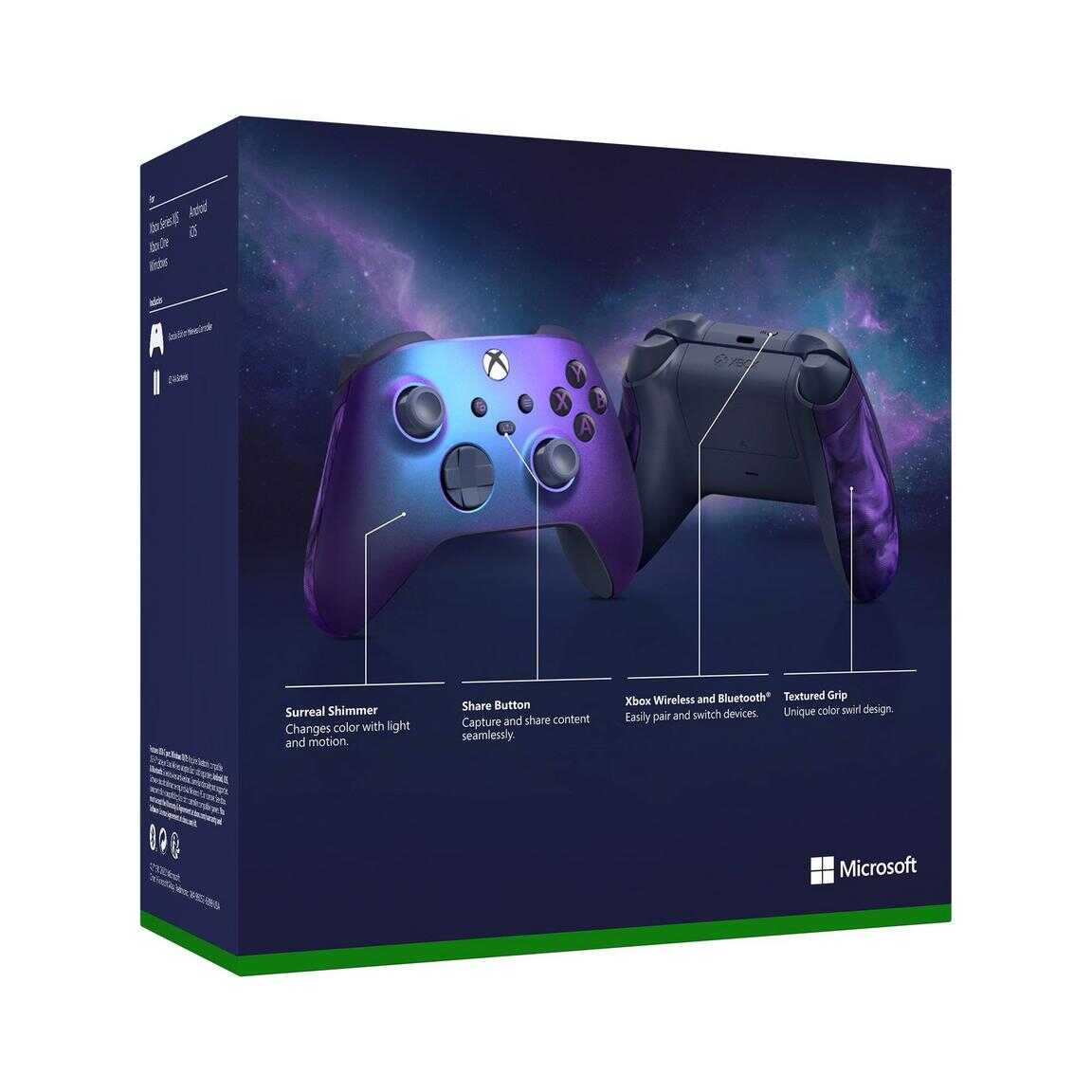 Stellar Shift Xbox Series X wireless controller with cosmic design.