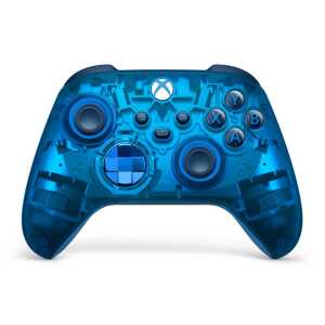 Sky Cipher Xbox Series X wireless controller with transparent blue design.
