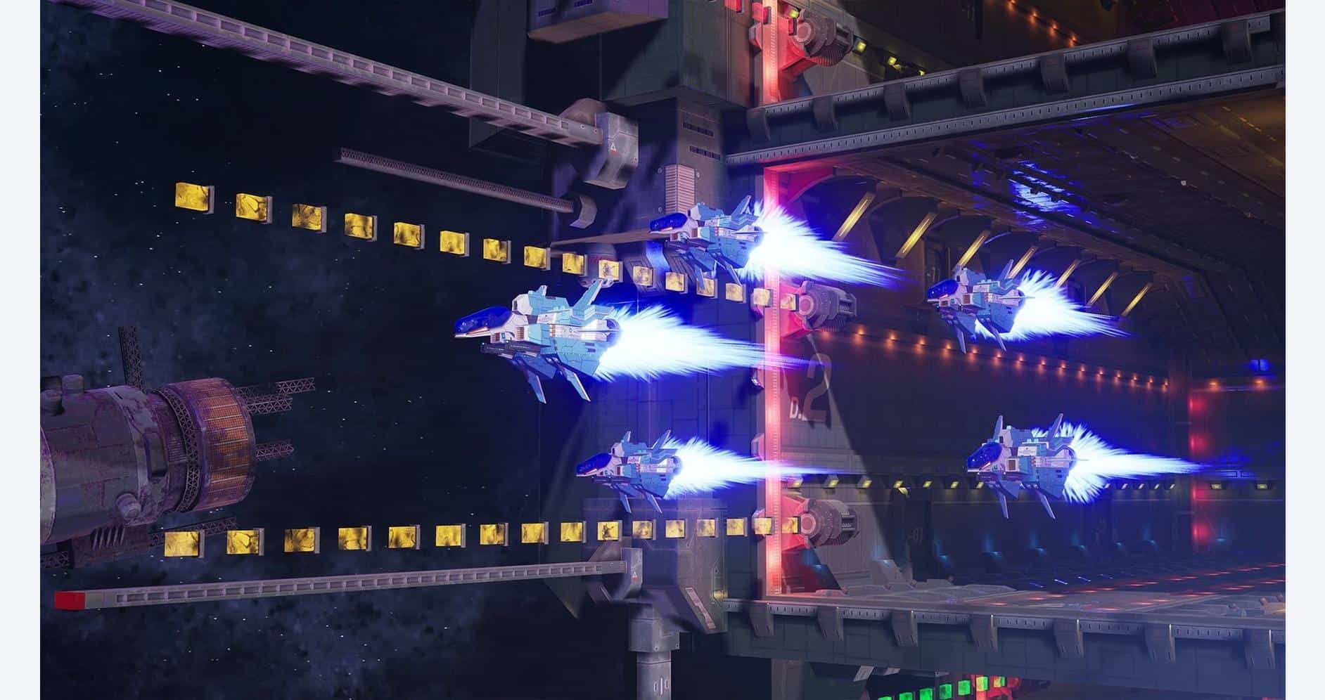 Space battle scene from R-Type Tactics I & II Cosmos game.