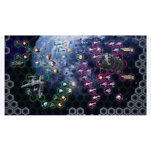 Strategic space battle scene from R-Type Tactics I & II Cosmos game.