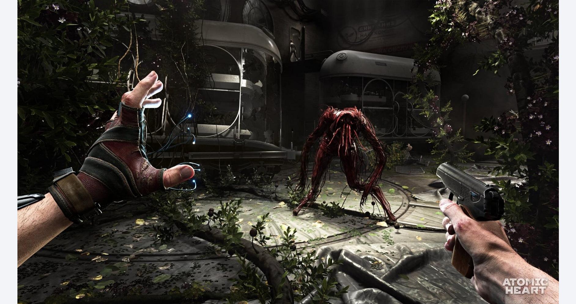Ultimate Edition gameplay with a first-person view of a character holding a gun and facing a monstro.