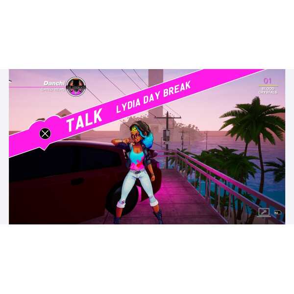 Virtual character Lydia from Gameware in a colorful urban setting.