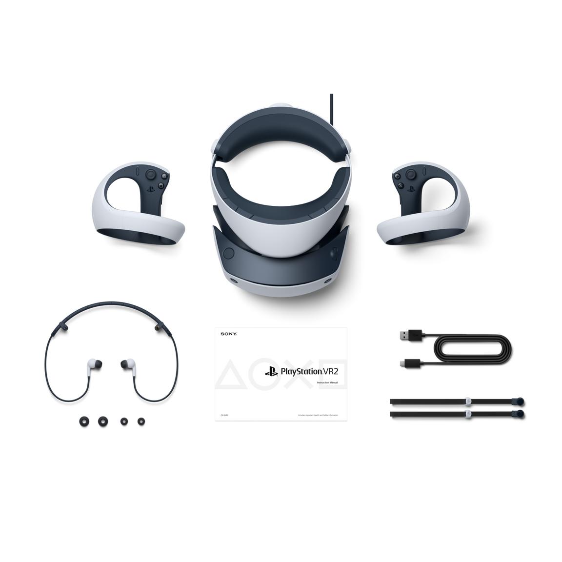 VR headset with controllers and accessories for immersive gaming experiences.
