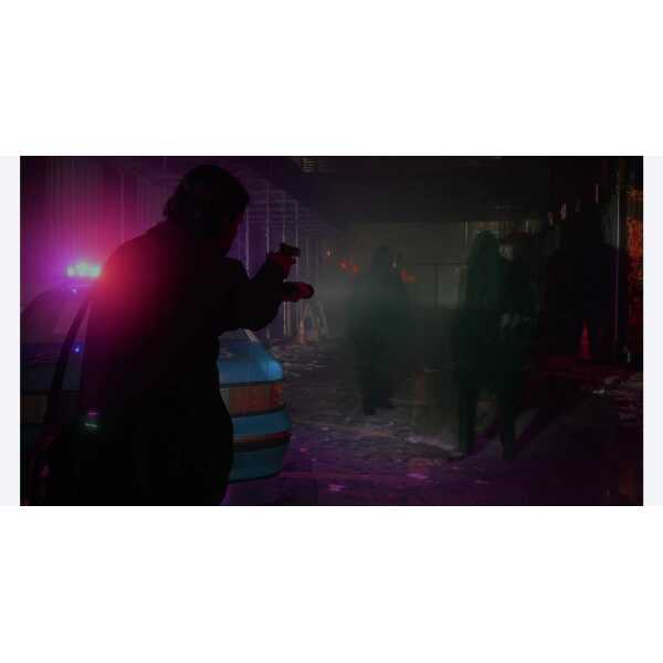 Nightclub scene featuring police, crowd, and colorful lighting, emphasizing security and entertainme.