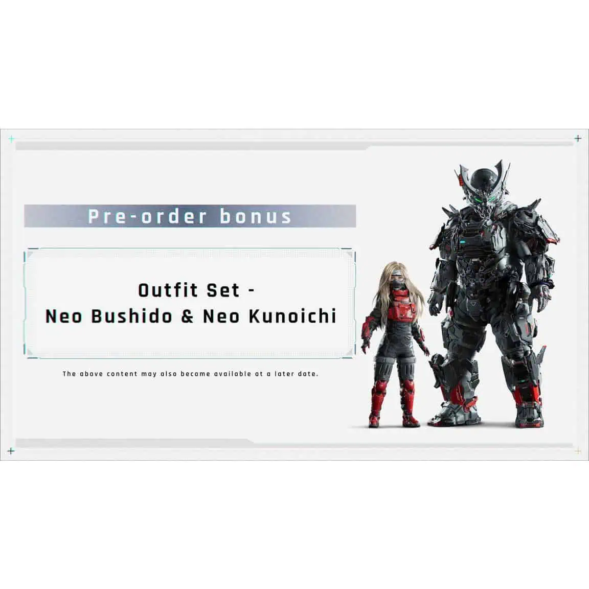 PRAGMATA gameware outfit set featuring Neo Bushido and Neo Kunoichi characters.