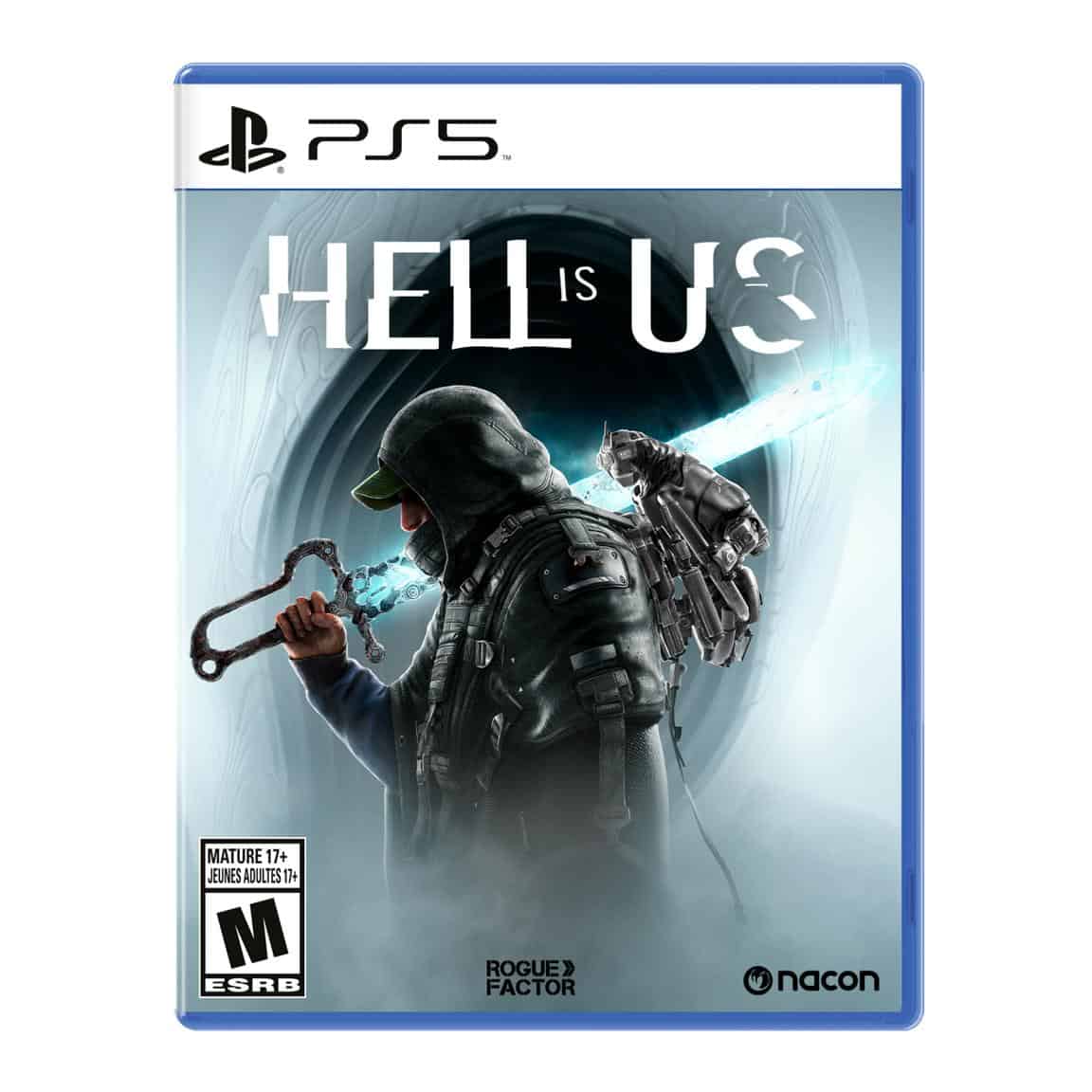Hell is Us PS5 game cover featuring a soldier with a weapon and futuristic background.