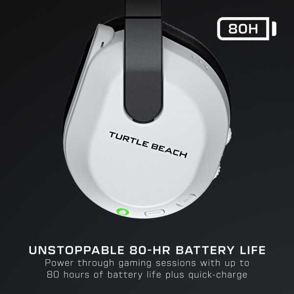 Headset with 80-hour battery life for gaming.