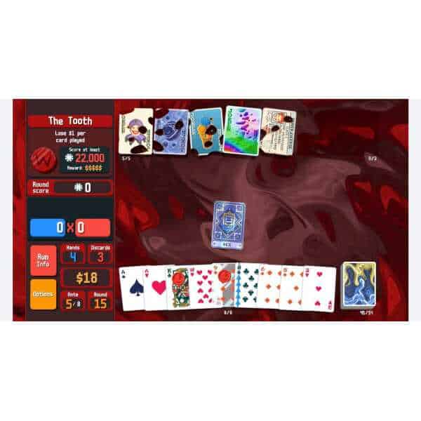 Digital card game interface with colorful cards and game stats.