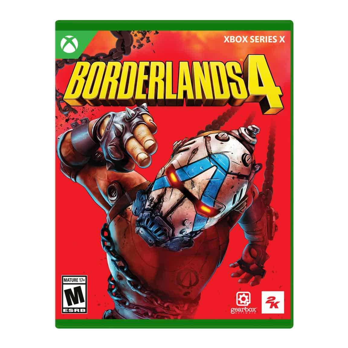 Robotic character from Borderlands 4 on Xbox cover, action-packed sci-fi shooter game.