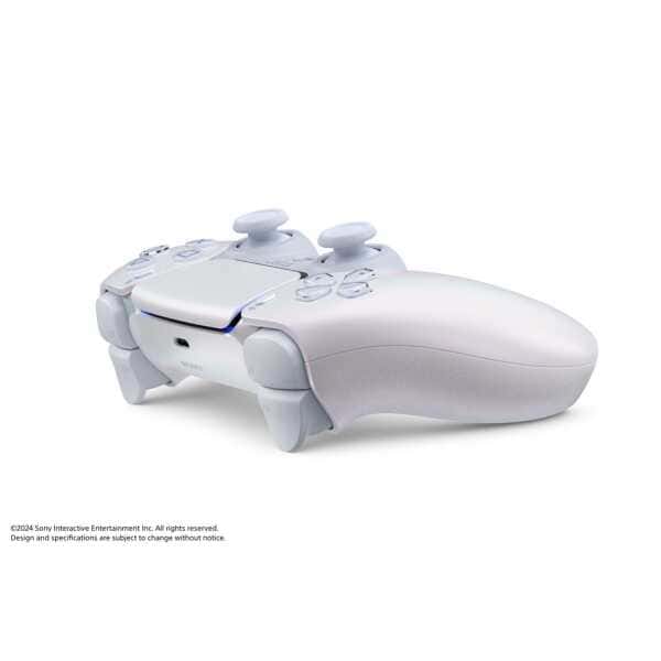 Wireless PlayStation controller for gaming, modern design, ergonomic grip.