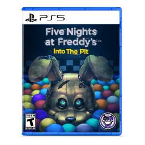 Five Nights at Freddy's Into The Pit PS5 game cover with animatronic character and colorful balls.