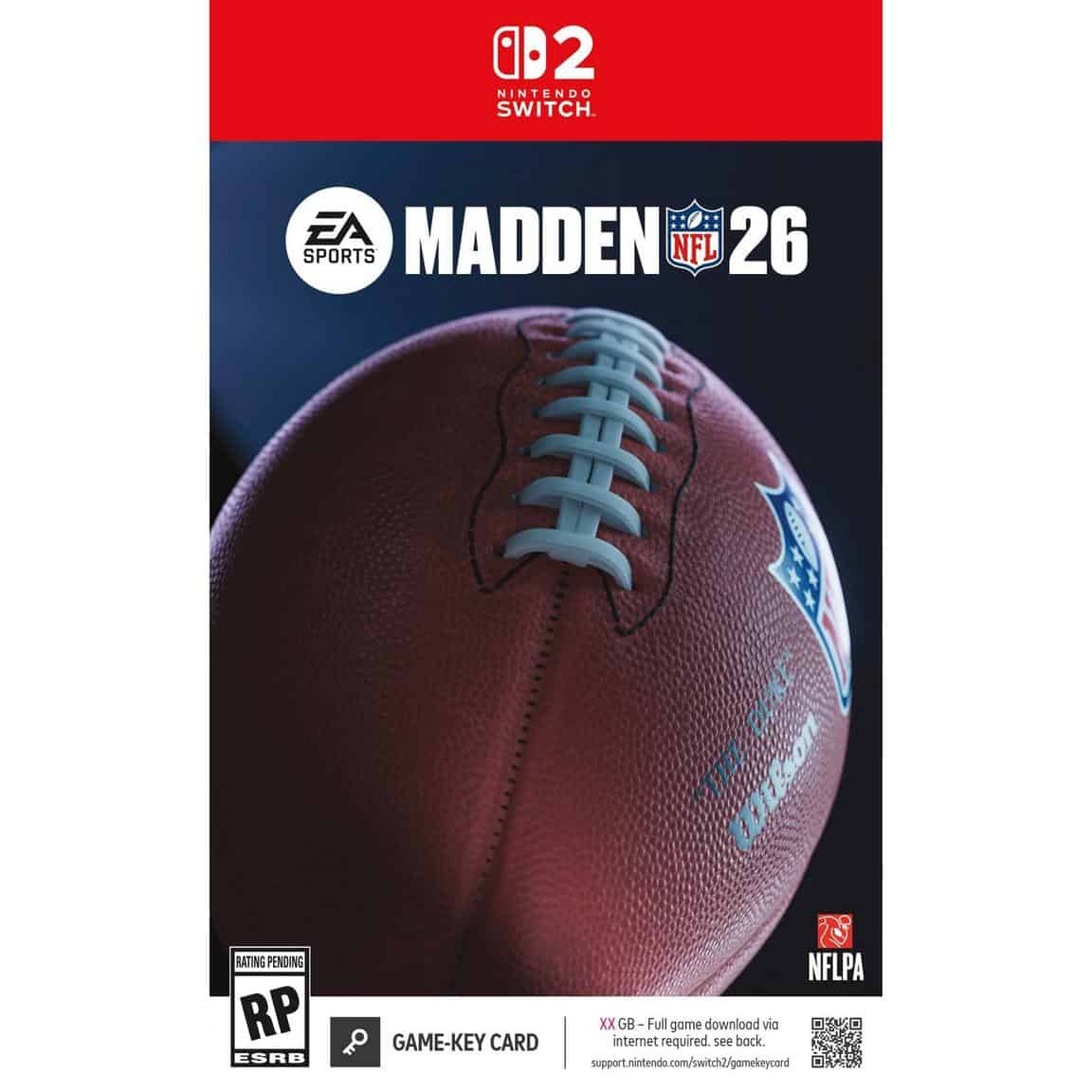 High-quality Madden NFL 26 game cover for Nintendo Switch featuring football and NFL branding.