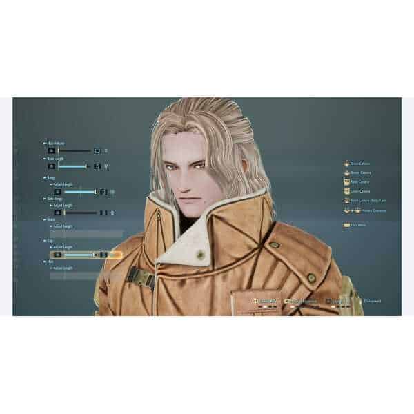 Character customization screen from Code Vein II game by Gameware.