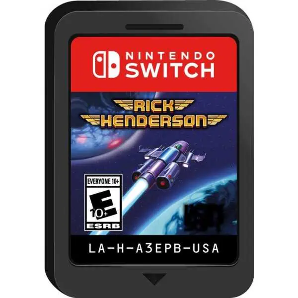 Nintendo Switch game cover featuring Rick Henderson spaceship and space background.