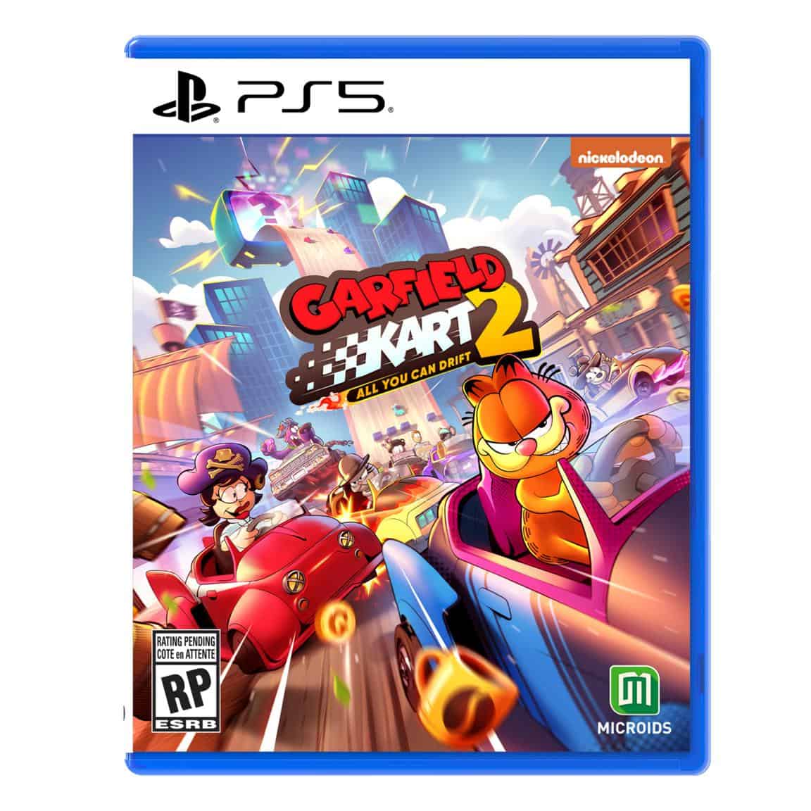 Garfield Kart 2 PS5 game cover with Garfield and racing cars.