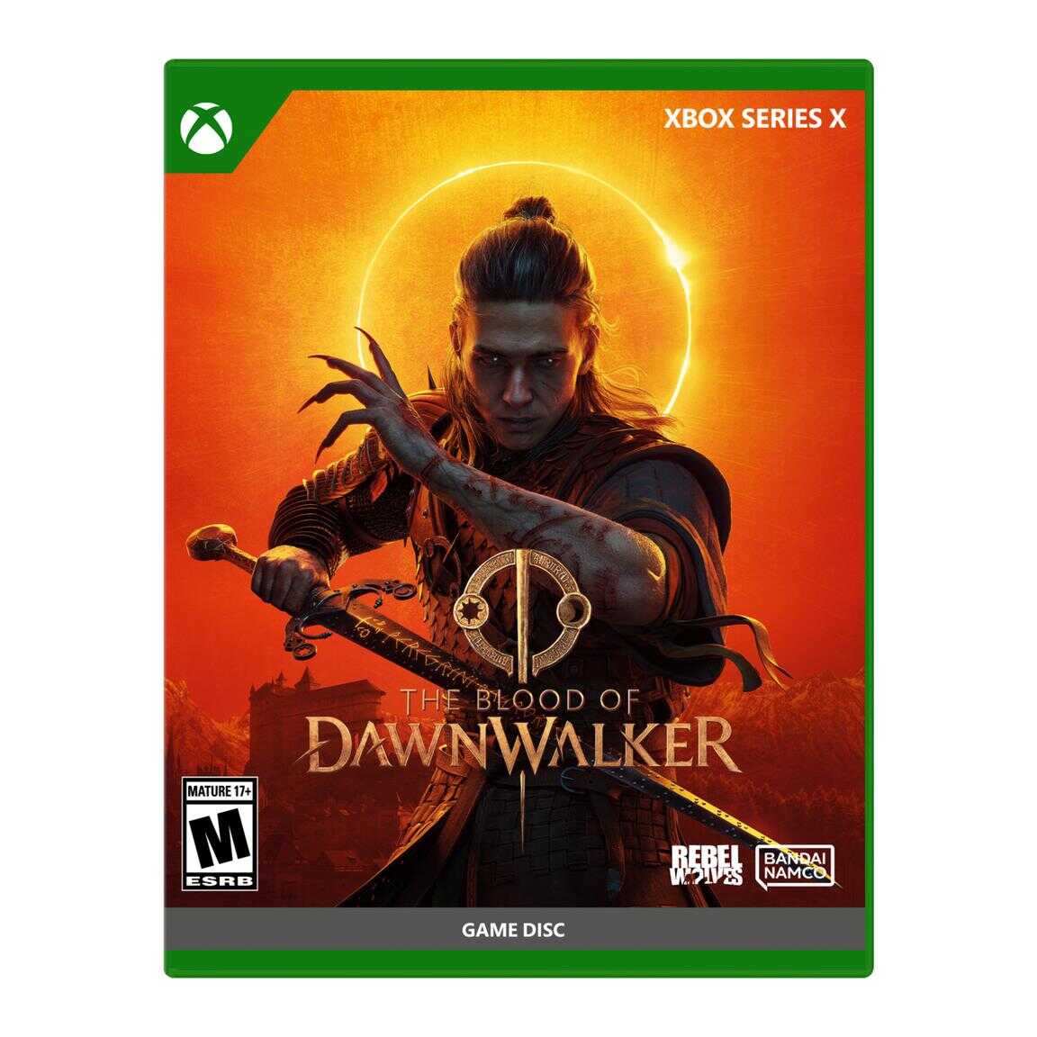 Xbox Series X game cover for The Blood of Dawnwalker with a fierce female warrior.