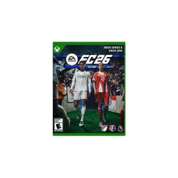 EA SPORTS FC 26 Xbox game cover featuring football players in action.