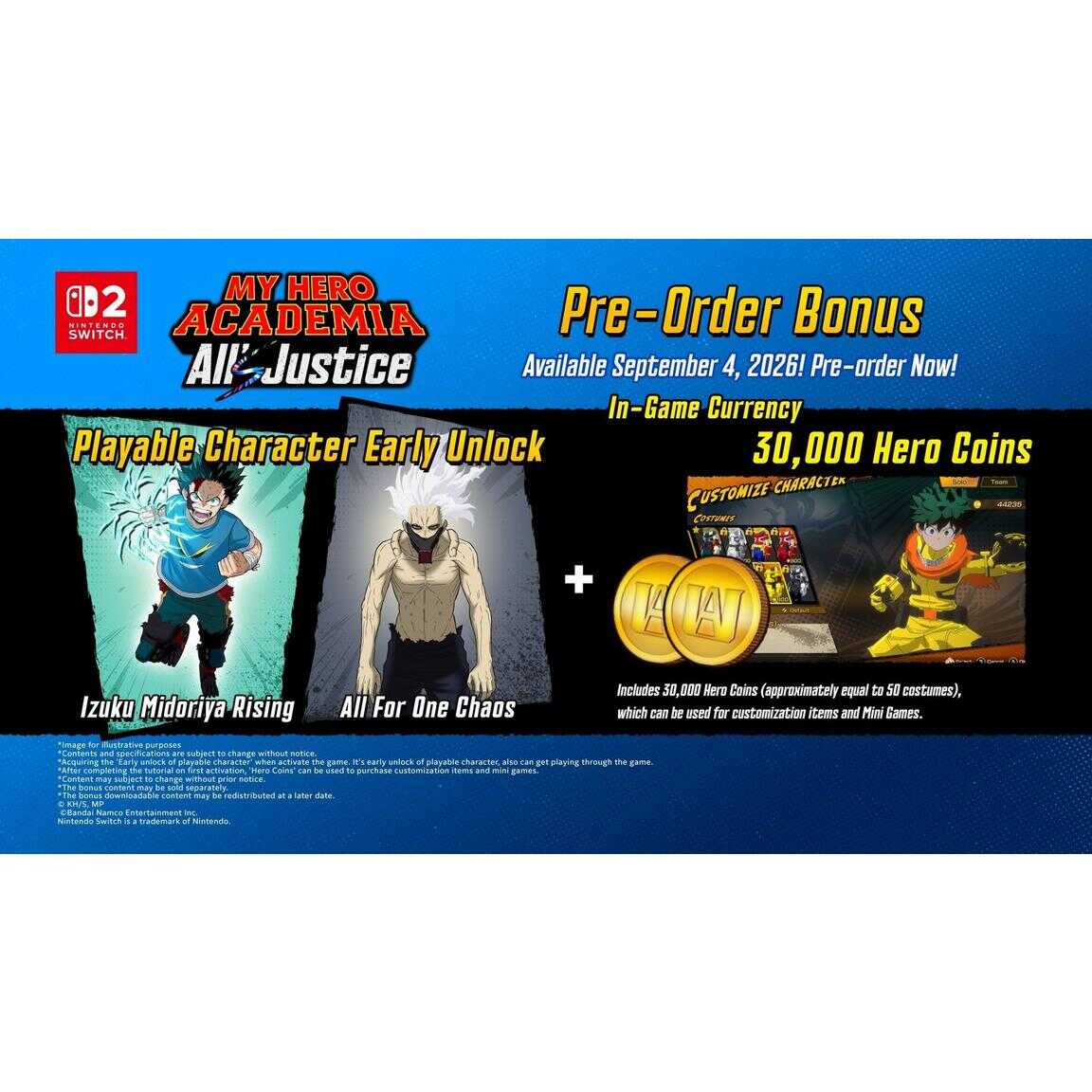 Pre-order bonus for My Hero Academia: All's Justice on Nintendo Switch.