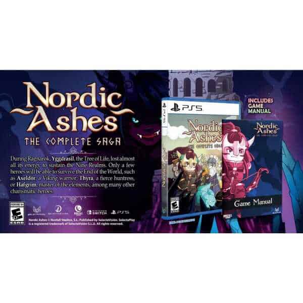Nordic Ashes game cover with characters from the saga for PlayStation 5.