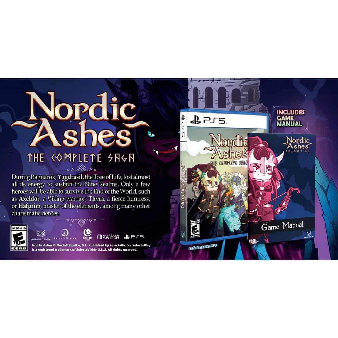 Nordic Ashes game cover with characters from the saga for PlayStation 5.