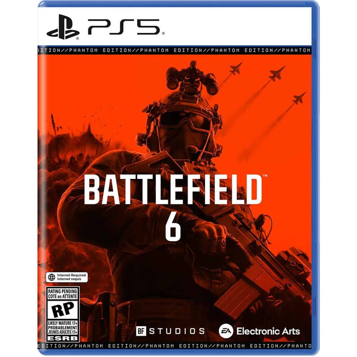 Battlefield 6 Phantom Edition PS5 game cover with soldier and military graphics.