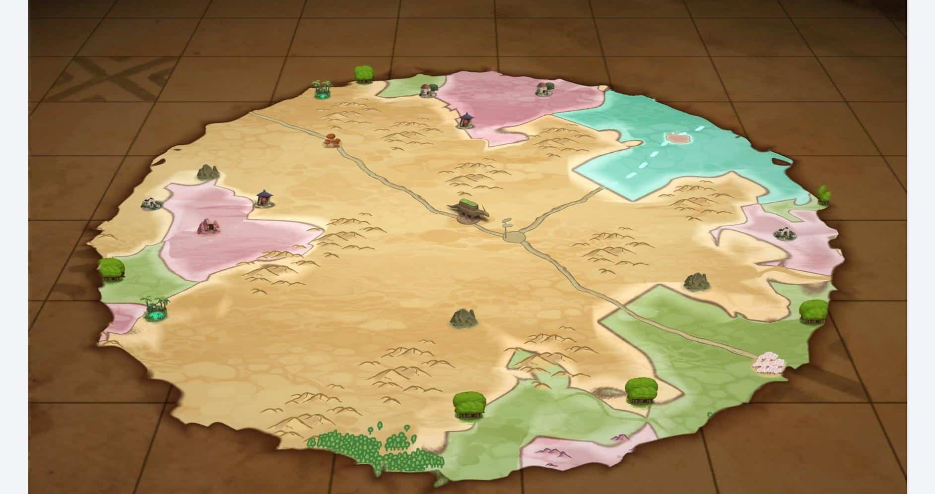 Board game map from The Wandering Village by Gameware.