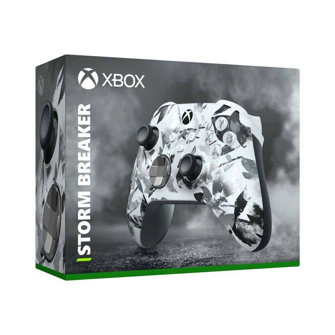 Xbox Series X Storm Breaker wireless controller with camouflage design.