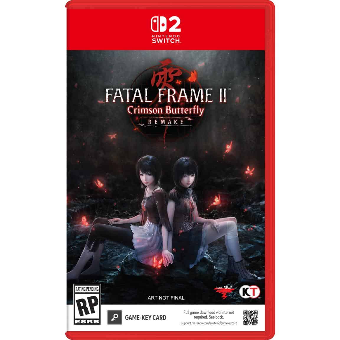 Fatal Frame II Crimson Butterfly game cover with two girls in a dark, eerie setting.