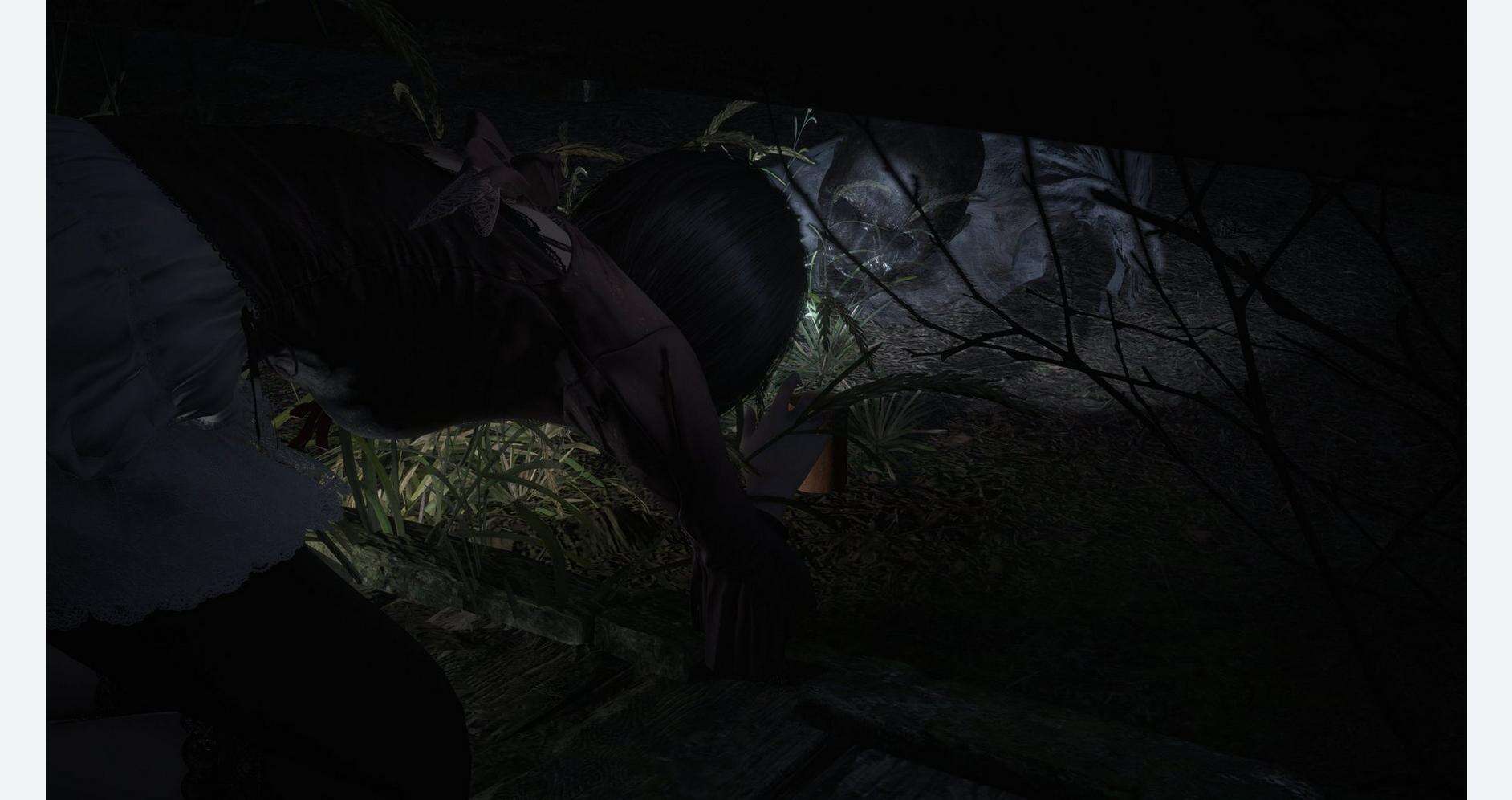 Scary scene from Fatal Frame II Crimson Butterfly remake with ghostly atmosphere.