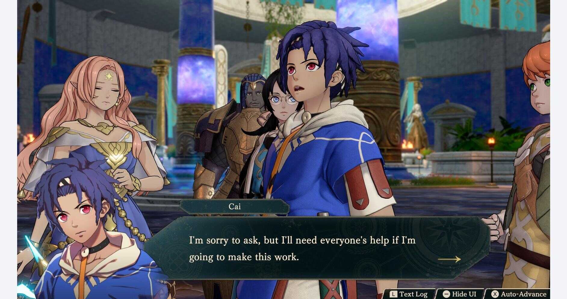 Gameware Fire Emblem scene with characters discussing a plan.