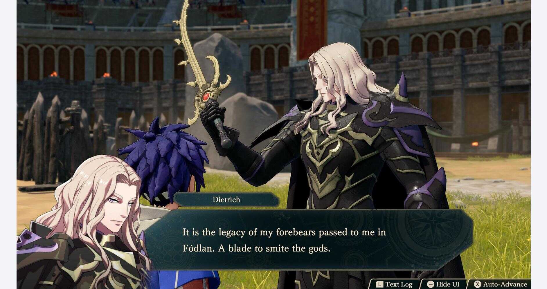Character dialogue scene from Fire Emblem: Fortune's Weave game by Gameware.