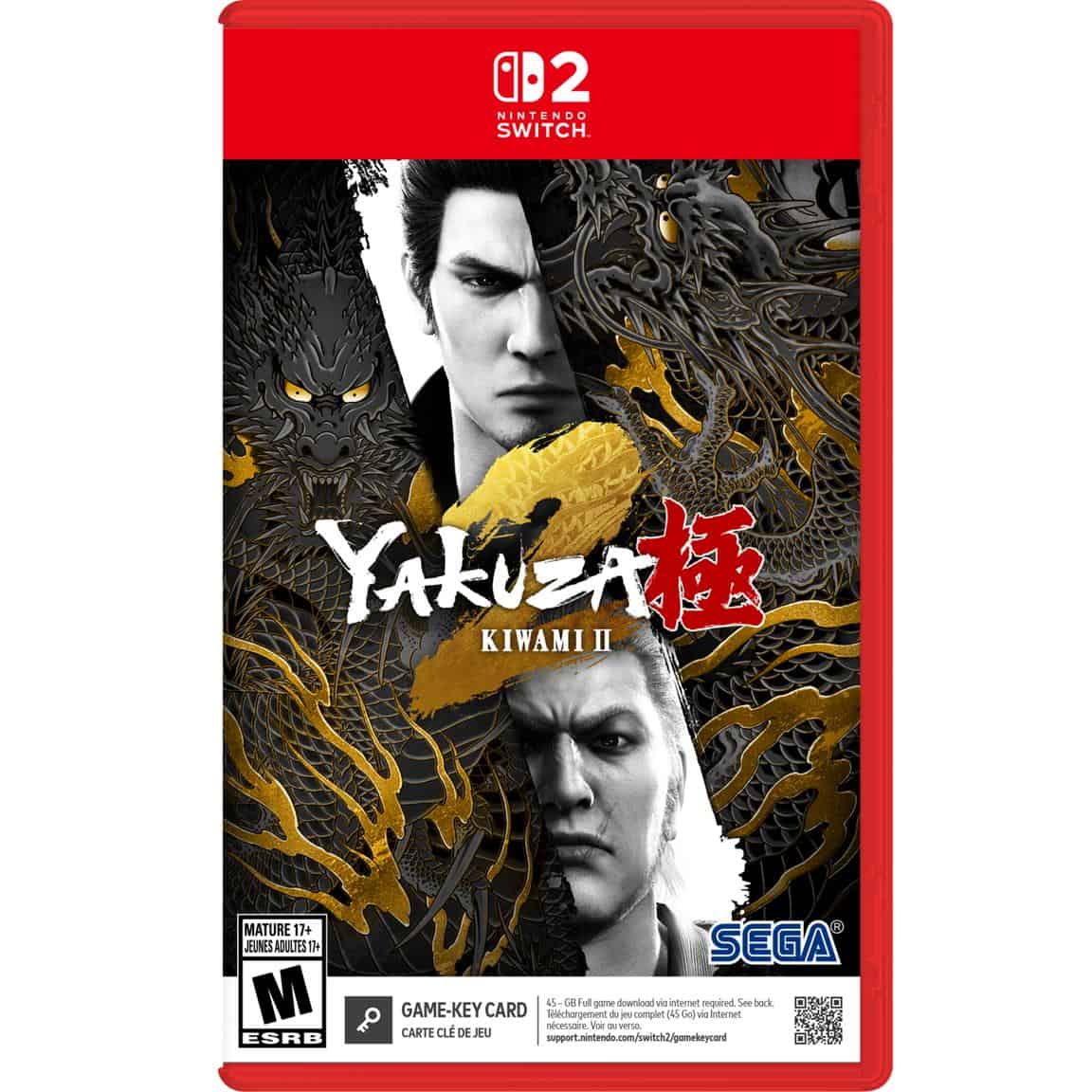 Yakuza Kiwami 2 Nintendo Switch cover featuring characters and dragons from the game.