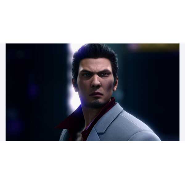 Close-up of a male character from Yakuza Kiwami 2 with intense expression.