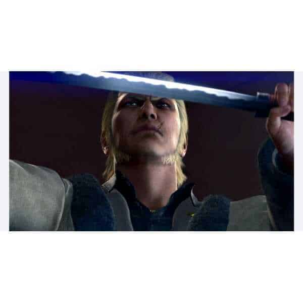 Close-up of a character from Yakuza Kiwami 2 holding a katana.