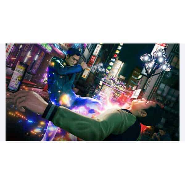 Intense fight scene from Yakuza Kiwami 3 set in a vibrant city at night.