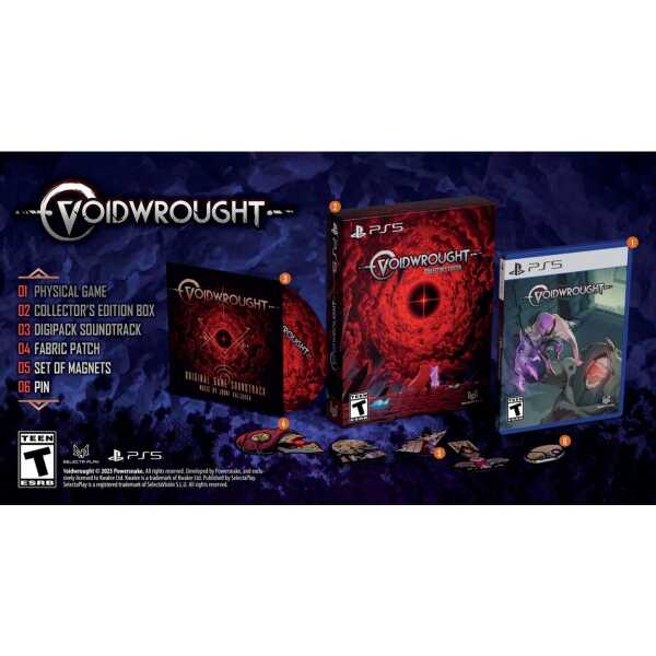 Voidwrought Collector's Edition box set with game, soundtrack, magnets, and pin for PS5.