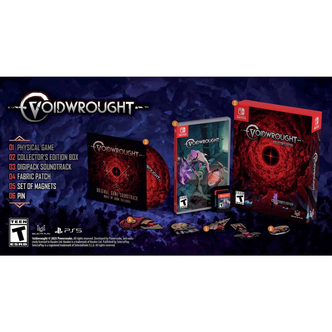 Voidwrought Collector's Edition box set with game, soundtrack, and accessories.