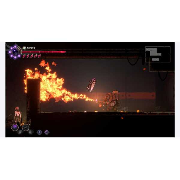 Action scene from Voidwrought Collector's Edition with fire and combat elements.