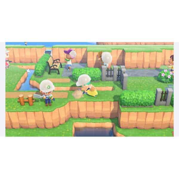 Characters digging and planting in Animal Crossing: New Horizons.